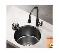 Aioneer Fregadero Redondo, Fregadero De Cocina Individual Negro, Fregadero De Cocina De Acero Inoxidable; Fregadero Individual Pequeño, Lavamanos; Amplia Gama De Aplicaciones.-32cm