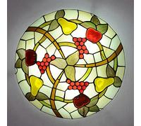 Aioneer Fruit Ceiling Light Flush Mount Victorian Style Stained Glass Kitchen Ceiling Lamp Vintage Dimmable Chandeliers For Bedroom Living Room Dining Room,B,50Cm-A-30cm