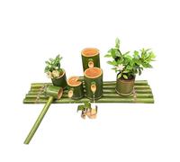 Aioneer Fuente con Bomba De Agua Solar, Kit De Fuente De Bambú Hecha A Mano, Fuentes Exteriores Independientes, Fuente De Circulación De Agua, para Bebederos De Pájaros, Jardín, 12in(30cm)