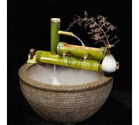 Aioneer Fuente De Bambú Hecha A Mano, Fuente Solar para Jardín, Elemento Acuático Zen, Adorno De Bambú para Paisajes Acuáticos, Decoración De Cascada, para Balcón, Césped, Patio,-37.4in