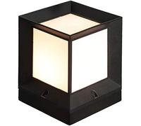 Aioneer Garden Post Light Black Finish Post Lamp, Outdoor Floor Light Square Outside Rainproof Led Column Lamps Bollard Pathway Decor Deck Gate Yard Safe Illumination, E27 To Pu-Black-26x26x32cm