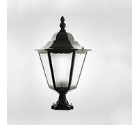 Aioneer Garden Post Light Continental Security Landscape Lantern, Waterproof Villa Parking Courtyard Gate Column Light Bright Pool Street Post Cap Pedestal Lamp Desktop Pillar L-Black-17x38x62cm