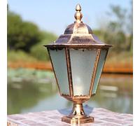 Aioneer Garden Post Light Continental Security Landscape Lantern, Waterproof Villa Parking Courtyard Gate Column Light Bright Pool Street Post Cap Pedestal Lamp Desktop Pillar L-Bronze-11x31x50cm
