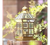 Aioneer Garden Post Light Copper Outdoor Post Light Aluminum Column Lamp Fence Bollard Pillar Lamp Glass Lantern Gate Light E27 Waterproof Ip65 Garden Courtyard Deck Lawn Torch