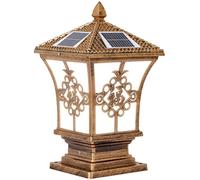Aioneer Garden Post Light Country Outdoor Post Light Solar 3.7V Panel Pillar Column Lights Square Lamps Aluminum Pedestal Lamp Residential Acrylic Garden Bollard Entrance Lighti-38 * 20 * 15cm