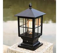 Aioneer Garden Post Light Deck Fence Post Cap Aluminum Column Lamp with Glass Waterproof Patio Pillar Light Bronze Finish Pier Mount Vintage Pathway Entryway Post Lantern Street -Dark