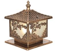Aioneer Garden Post Light European Courtyard Column Pillar Lamps Outdoor Post Light Villa Garden Landscape Lamp Retro Square Waterproof Headlight Fence Pedestal Lantern Street L-40 * 40 * 42cm