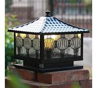 Aioneer Garden Post Light European Outdoor Column Light Waterproof Antirust Aluminum Pillar Lamp Glass Patio Post Lantern For Residential Fence Boundary Villa Garden Lighting Str-40cm