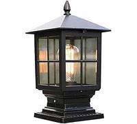 Aioneer Garden Post Light European Rural Square Aluminum Landscape Waterproof Outdoor Pillar Light Column Lamp Retro Post Light with Clear Glass Lamps E27 Post Pedestal Lamp For