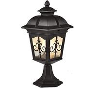 Aioneer Garden Post Light Floor Lamp European Retro Courtyard Aluminum Post Light Industry Lawn Light Veranda Bronze Oversized Hammered Glass Deck Porch Yard Patio Waterproof Fro