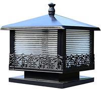 Aioneer Garden Post Light Home Fence Waterproof Pillar Lamps Creative Industrial Style Post Light Retro Courtyard Column Lamp Wall Gate Postal Villa Garden Landscape Park Lawn Il-Black-40 * 40 * 36cm