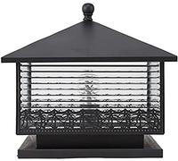Aioneer Garden Post Light Metal Traditional Style Post Light Aluminum Glass Waterproof Rustproof Column Lamp Square Pedestal Garden Lawn Courtyard Pillar Lamps Villa Corridor Fro-Black-50 * 46cm