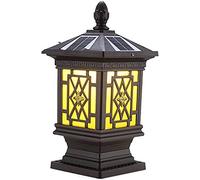 Aioneer Garden Post Light Outdoor Pillar Lamps Mains Solar Dual Purpose Led Column Lamp Aluminum Glass Post Light Retro Square Patio Gate Villa Open Air Waterproof Landscape Cour-B-15.5 * 18 * 40cm