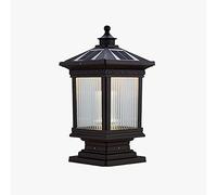 Aioneer Garden Post Light Outdoor Pillar Lamps Mains Solar Dual Purpose Led Column Lamp Aluminum Glass Post Light Retro Square Patio Gate Villa Open Air Waterproof Landscape Cour-C-19.5 * 24 * 46.5cm