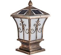 Aioneer Garden Post Light Rainproof Pillar Light Solar Post Cap Lights Outdoor Column Light Aluminum Led White&Warm Lights Patio Garden Street Waterproof Pillar Lights with Frost