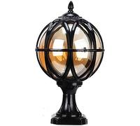 Aioneer Garden Post Light Rainproof Pillar Light Traditional Landscape Waterproof Outdoor Pillar Light Column Lamp Aluminum Glass Globe Post Lanterns Courtyard Garden Streetlight-11.5x21.5x38cm