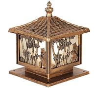 Aioneer Garden Post Light Retro Chinese Style Garden Light Japanese-Style Square Frosted Glass Pillar Post Lamp Aluminum Table Floor Light Fence Lantern Yard Deck Street Top Bol