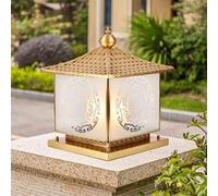 Aioneer Garden Post Light Simplicity Outdoor Column Lighting Fixture Rustic Golden Copper Glass Ip65 Waterproof Pillar Lamp European Garden Villa Courtyard Door Porch Pole Lamp L