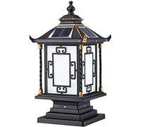 Aioneer Garden Post Light Solar Column Lights White/Warm Light Pillar Lamps Outdoor Waterproof Tempered Frosted Glass Lampshade Post Lamp For Park Garden Landscape Illumination L-19.5 * 25 * 45cm