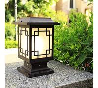 Aioneer Garden Post Light Solar Fence Pedestal Light Square Gate Bollard Pillar Lamp Led Column Post Lamps Outdoor Waterproof Table Torch Lantern Deck Villa Landscape Street Ligh-19 * 23 * 36 cm