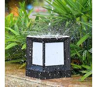 Aioneer Garden Post Light Solar Post Lantern Lamp Pedestal Light Ip54 Waterproof Square Outdoor Pillar Light Courtyard Solar Column Light Bollard Lighting Street Lamp Decor Light-Black-15cm