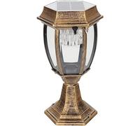 Aioneer Garden Post Light Solar Post Light Outdoor Column Lamp For Fence Led Waterproof Deck Lamp Post Top Solar Powered Light For Pathway Garden Patio Yard Street Decor Lamp Bra-Brass-31cm