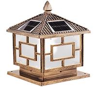 Aioneer Garden Post Light Solar Post Light Retro Aluminum Pillar Lamp Outdoor Garden Bollard Column Lamp Fence Gate Street Light Waterproof Pedestal Light Courtyard Landscape Lig-Height:45cm