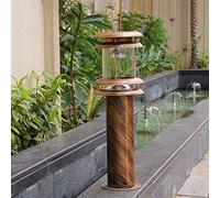 Aioneer Garden Post Light Solar Round Bollard Lawn Light Outdoor Column Post Lantern Waterproof Pillar Lamp Iron Acrylic Lampshape Pedestal Light Community Aisle Villa Courtyard -Bronze