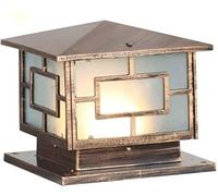 Aioneer Garden Post Light Traditional Vintage Outdoor Post Bollard Light Pillar Lantern Square Glass Aluminum Patio Landscape Column Lamp Single Head E27 Wall Fence Lamp Street L-Bronze-30 * 30cm