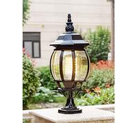 Aioneer Garden Post Light Vintage Column Light European Ball Glass E27 Retro Pillar Lantern Light Anti-Rust Waterproof Vintage Outdoor Column Light Deck Patio Decor Aluminum Fenc