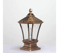 Aioneer Garden Post Light Waterproof Outdoor Column Lamp Glass Lantern Antique Aluminum Retro Post Pillar Light Gazebo Courtyard Ground Lawn Lamp Pathway Landscape Street Lamp To-Bronze-42cm