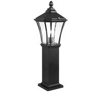 Aioneer Garden Post Light Waterproof Outdoor Column Lamp Glass Lantern Antique Aluminum Retro Post Pillar Light Gazebo Courtyard Ground Lawn Lamp Pathway Landscape Street Lamp To-Black-80cm