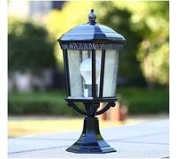 Aioneer Garden Post Light Waterproof Outdoor Pillar Light European Waterproof Antirust Pedestal Lantern Die-Cast Aluminum Floor Lamp E27 Hammer Glass Lantern Landscape Pathway St