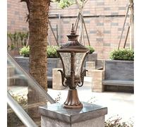 Aioneer Garden Post Light Waterproof Post Lamp Outdoor Post Light, Pole Light Fixture Mount Base, Garden Community Gate Lamp Pillar Lamps Brown with Water Ripple Glass Column Pos