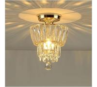 Aioneer Gold Modern Crystal Chandelier Flush Mount Ceiling Light - Small Round Hanging Ceiling Light Compatible, For Living Room-One Color-22cm