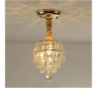 Aioneer Gold Modern Crystal Chandelier Flush Mount Ceiling Light - Small Round Hanging Ceiling Light Compatible, For Living Room-One Color-15cm