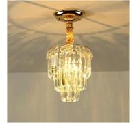 Aioneer Gold Modern Crystal Chandelier Flush Mount Ceiling Light - Small Round Hanging Ceiling Light Compatible, For Living Room-One Color-19cm