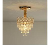 Aioneer Gold Modern Crystal Chandelier Flush Mount Ceiling Light - Small Round Hanging Ceiling Light Compatible, For Living Room-One Color-20cm