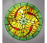 Aioneer Green Dragonfly Ceiling Light Flush Mount Stained Glass Ceiling Lamp Vintage Victorian Style Chandeliers For Bedroom Living Room Dining Room Kitchen,16 Inch-12 Inch