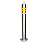 Aioneer High Visibility Reflective Yellow Steel Bollard Post - Durable Parking Barrier with Hanging Ring For Driveway Safety & Traffic Control