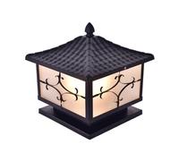 Aioneer Ip54 Outdoor Waterproof Column Light Exterior Glass Iron Fence Pillar Lamp Traditional Black Post Lanterns For Deck Patio Villa Garden Park Balcony Gate Landscape Street -One Color-25CM