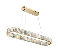 Aioneer Island Lights, Modern Dining Table Led Dimmable Pendant Lights by Remote Control K9 Crystals Lustre Oval Gold Steel Hanging Lamp Led Llighting Chandelier Lighting-RC Dimmable Light-L120cm