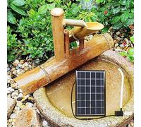 Aioneer Kit De Fuente De Agua Solar De Bambú, Fuente De Agua De Bambú Natural Resistente A Las Grietas con Bomba, Fuentes Independientes, Fuente De Circulación De Agua, para Césp-28in(70cm)