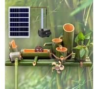 Aioneer Kit De Fuente De Agua Solar De Bambú Hecha A Mano, Fuente De Agua para Jardín Zen con Rueda De Agua Giratoria, Decoración, para Bebedero De Pájaros, Balcón, Césped, Patio-35in(90cm)