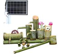 Aioneer Kit De Fuente De Bambú, Fuente De Agua Exterior con Energía Solar, Fuente para Jardín Zen, Sistema De Circulación De Agua De Bambú, Cascada Decorativa, para Patio, Jardín-3(60cm/23.6in)