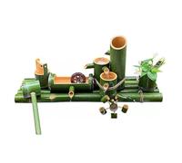 Aioneer Kit De Fuente De Bambú, Fuente De Agua Zen Independiente Hecha A Mano, Fuente De Jardín con Rueda De Agua Giratoria, Adorno De Agua Circulante para Patio, Estanque, Pecer-19.7in(50cm)