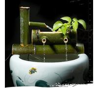 Aioneer Kit De Fuente De Bambú Hecha A Mano con Bomba, Fuente De Agua Zen, Decoración De Jardín Exterior Independiente, Adorno De Cascada Circulante, para Patio, Estanque, Balcón-23.6in(60cm)