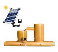 Aioneer Kit De Fuente De Bambú Natural, Elemento Acuático para Jardín Exterior, Bebedero para Pájaros Liso Y Resistente A Las Grietas, con Bomba Solar, para Balcón, Césped Y Jard-23.6in