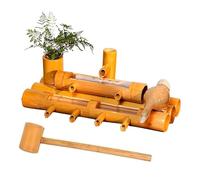 Aioneer Kit De Fuente De Bambú Natural, Fuente De Agua Zen Independiente Hecha A Mano, Adorno De Circulación para Acuario, Paisaje Acuático Decorativo, para Balcón, Césped, Estan-39.4in(100cm)