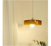 Aioneer Kitchen Island Over Table - Large V-Intage Green Glass Pendant Light - Amber Orange Farmhouse Industrial Chandelier - Mid Century Hanging Ceiling Lamp, For Living Room-Tan